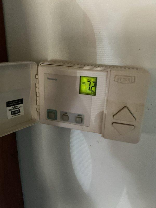 Completed Basic Cooling Visit - Monthly recurring maintenance service. Performed standard system inspection and verified proper thermostat operation displaying 72°F in cooling mode. Replaced 20x25x1 air filter as included in the monthly service agreement, ensuring optimal airflow and system efficiency for continued reliable cooling performance.