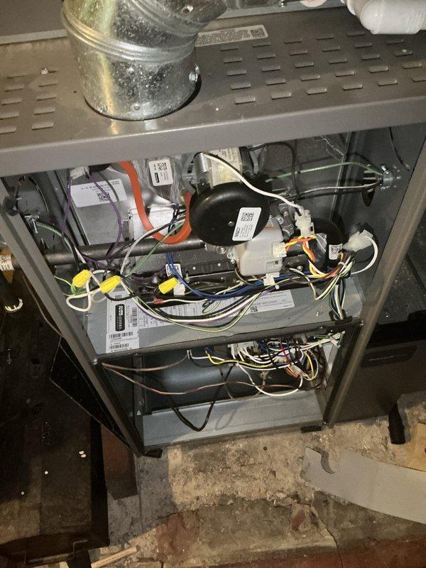 Completed comprehensive cooling maintenance on HVAC system including inspection of compressor, blower motor assembly, and electrical connections. All components operating within normal parameters; customer advised that 16x25x4 air filter is not included in basic monthly maintenance service and should be provided separately.