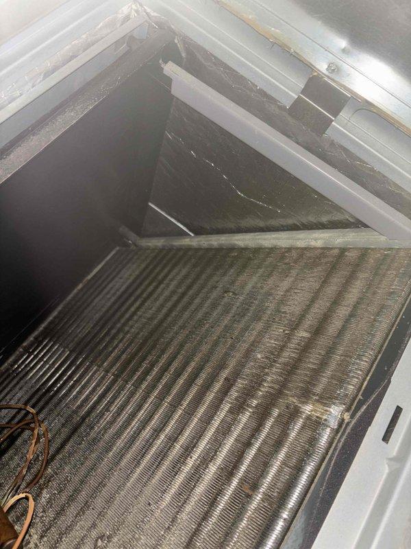 Completed basic monthly cooling system maintenance visit. Inspected evaporator coil and found normal dust and debris accumulation on fin surfaces; coil remains operational with adequate airflow. Performed temperature differential measurements at supply registers to verify system cooling performance within acceptable parameters.