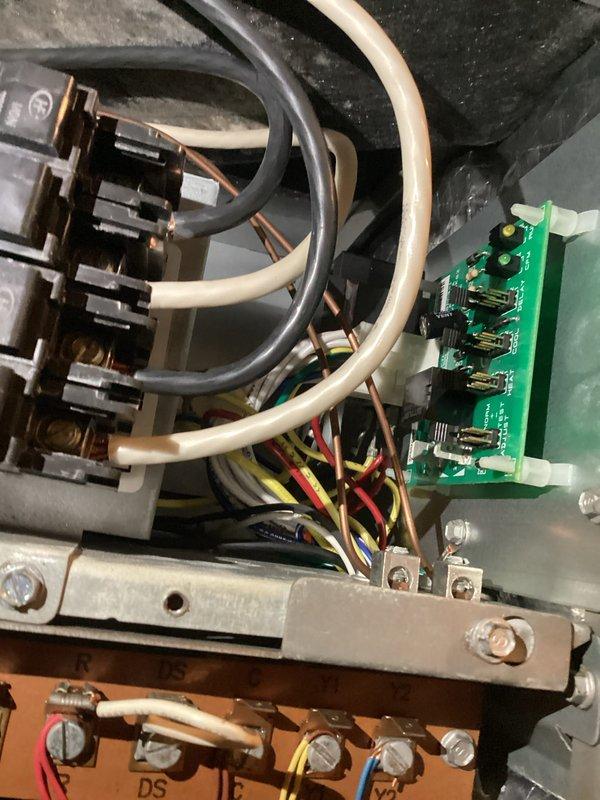 Returned to property to complete installation of replacement blower motor and CFM control board in HVAC system. Successfully mounted new blower motor assembly, connected all electrical wiring to control board including power and signal connections, and verified proper operation of unit upon startup.