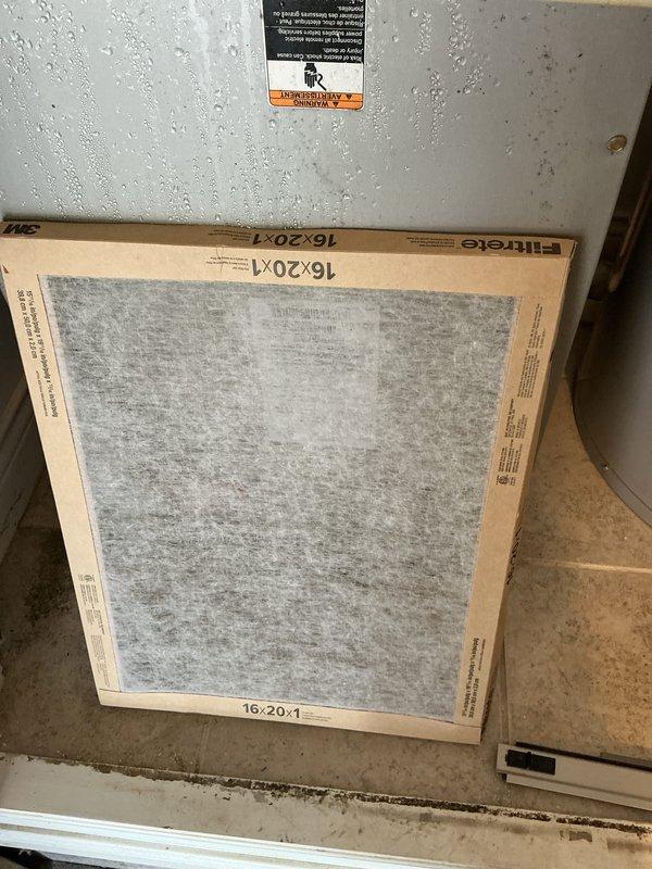Completed basic monthly cooling system maintenance visit. Inspected air handler unit and confirmed 16x20x1 Filtrete filter in place and operational condition. Verified condensate drain line properly secured with clamps and system components functioning within normal parameters.
