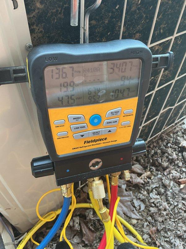 Completed comprehensive cooling maintenance on residential HVAC system. Performed system diagnostics using calibrated manifold gauges, verifying refrigerant pressures and temperatures within manufacturer specifications. Customer declined 20x25x4 filter replacement at this time; existing Honeywell MERV 13 filter remains in place. All components operating normally with no issues found.