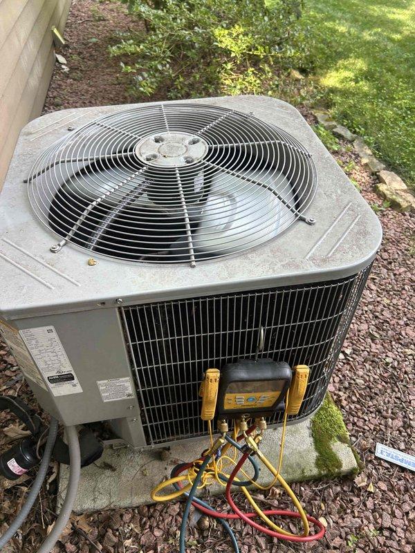 Returned to residential property to replace thermostatic expansion valve (TXV) on air conditioning system. Recovered existing refrigerant, removed failed TXV, and installed new expansion valve. Pressure tested system for leaks, evacuated to proper micron level using vacuum pump, and recharged system to manufacturer specifications. Verified proper system operation with manifold gauges showing appropriate suction and discharge pressures, confirming successful repair and restoration of cooling capacity.