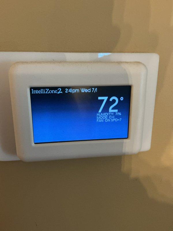 Returned to geothermal system to add water to the loop, which was identified as low during previous maintenance in April. Verified system water levels and recharged loop to proper operating capacity. Confirmed IntelliZone2 thermostat operation and installed 16x25x4 air filter to complete service requirements.