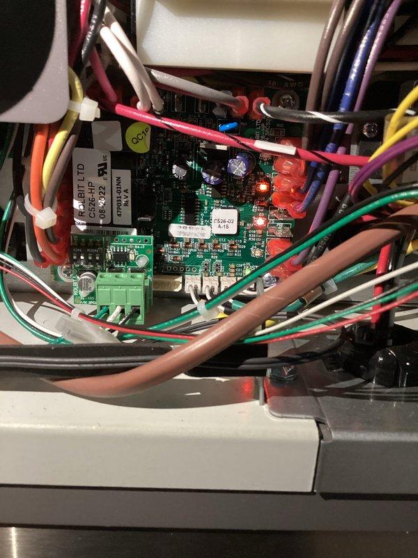 Responded to callback for non-operational HVAC system after thermostat and blower motor replacement. Upon inspection, diagnosed control board failure as root cause preventing system operation. Replaced defective control board and verified all wire terminations to circuit board terminals, confirming proper connections for multi-stage compressor operation and system functionality restored.