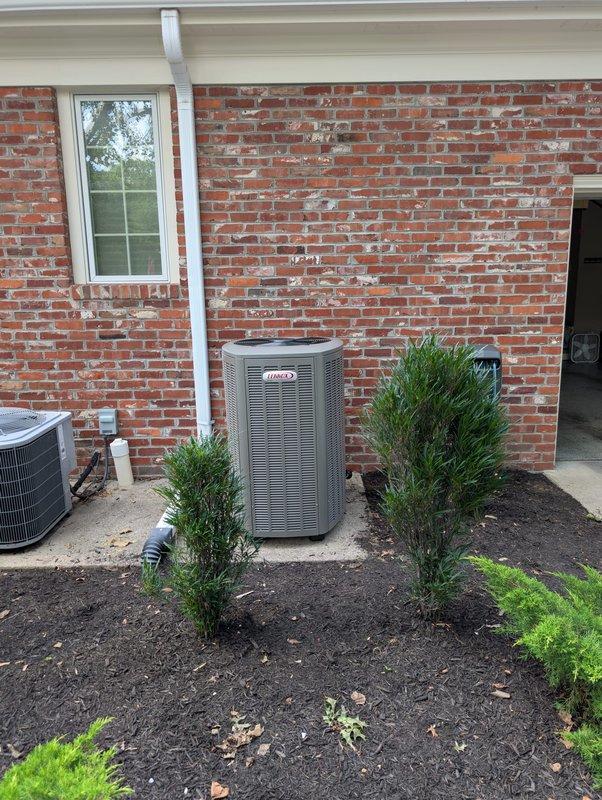 Successfully completed full HVAC system installation consisting of new Lennox air conditioning condenser unit and gas furnace. Condenser positioned on concrete pad with proper clearances, secured line set connections, and verified refrigerant charge. Interior furnace installation included gas line connections, venting, condensate drainage, and electrical hookups. Installed Resideo L2 WiFi water sensor and switch for leak detection and system protection. All equipment tested and operational, with system commissioned and verified for proper heating and cooling performance.