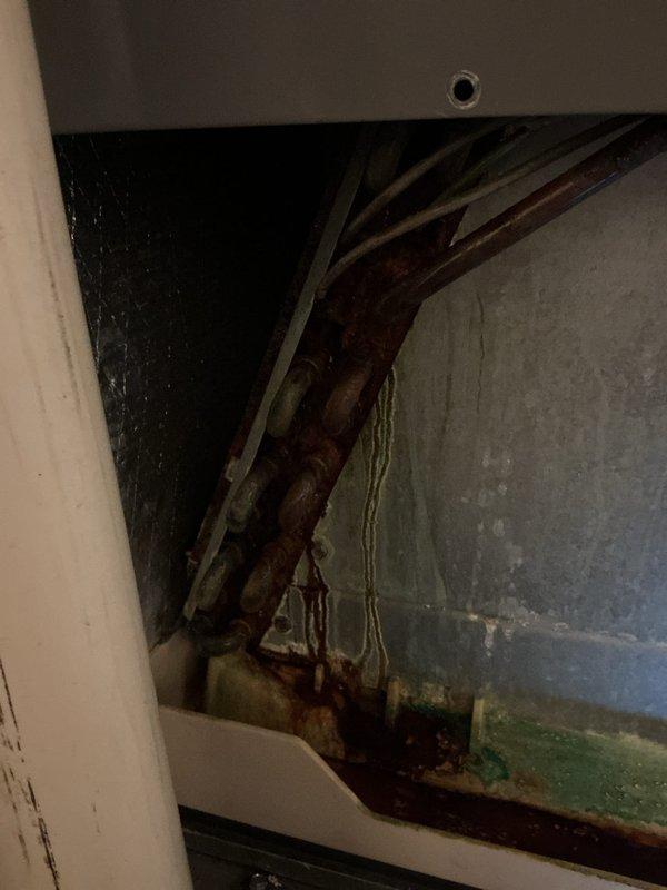 Completed basic monthly cooling maintenance visit on residential HVAC system. Performed standard inspection of unit components, verified manufacturer specifications and wiring diagram, and replaced 16x25x1 air filter as included in service agreement. Documented existing conditions including signs of moisture exposure in mechanical space and corrosion on adjacent piping, though unit operational parameters remain within acceptable range.