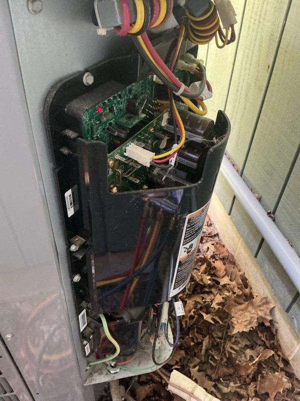 Completed scheduled preventative maintenance tune-up on 5-year-old Carrier air conditioning unit. Inspected and documented air filter condition, noting Filtrete 1900 electrostatic filter (20x25x1) properly installed in air handler. Accessed outdoor condensing unit, inspected control board connections, capacitor, and electrical wiring; verified all connections secure and components functioning within normal parameters. Unit operational and ready for cooling season.