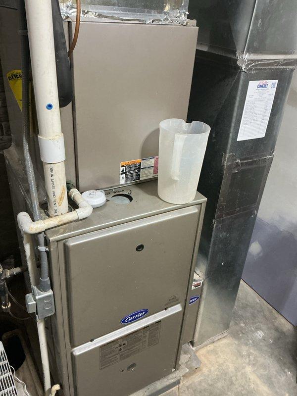 Completed Basic Cooling Visit - Monthly maintenance on Carrier HVAC system. Performed standard inspection of cooling components, verified blower assembly operation, and checked refrigerant lines and electrical connections within air handler enclosure. System operating within normal parameters; no issues identified during routine service visit.