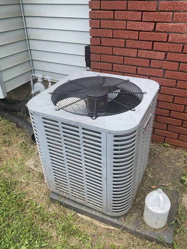 Conducted estimate for residential air conditioning system replacement. Existing outdoor condensing unit utilizing R22 refrigerant was evaluated and diagnosed with grounded compressor, rendering the system inoperable. Unit showed significant age and weathering, with compressor failure confirmed through electrical testing. Due to R22 refrigerant phase-out and cost of repairs relative to system age, recommended complete system replacement. Provided customer with equipment options and replacement proposal for new high-efficiency cooling system installation.