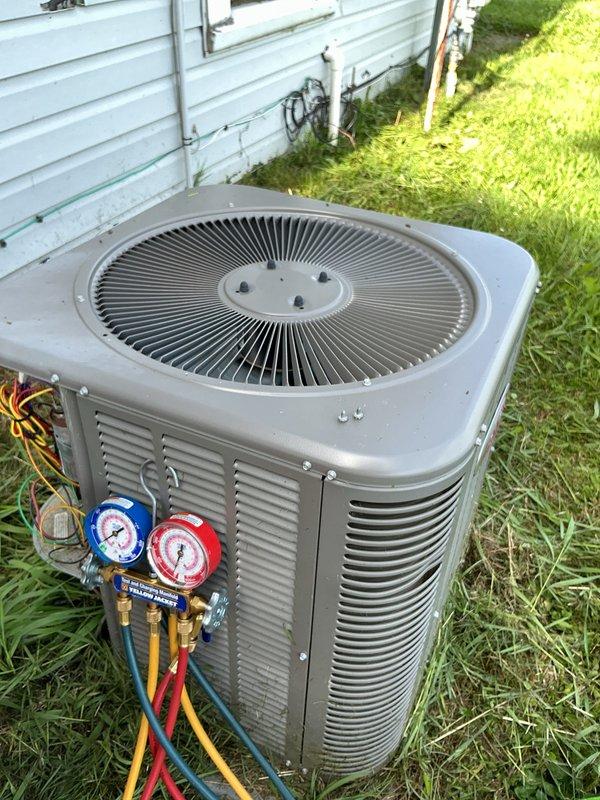 Completed comprehensive cooling and heating maintenance visit on residential HVAC system. Performed standard cooling system diagnostics using manifold gauge set to measure refrigerant pressures on outdoor condensing unit, verifying proper system charge and operation. Replaced 16x25x1 air filter as part of monthly preventative maintenance service. Conducted heating system inspection and evaluation to ensure equipment readiness for upcoming season, as heating service had been scheduled later than typical maintenance window.