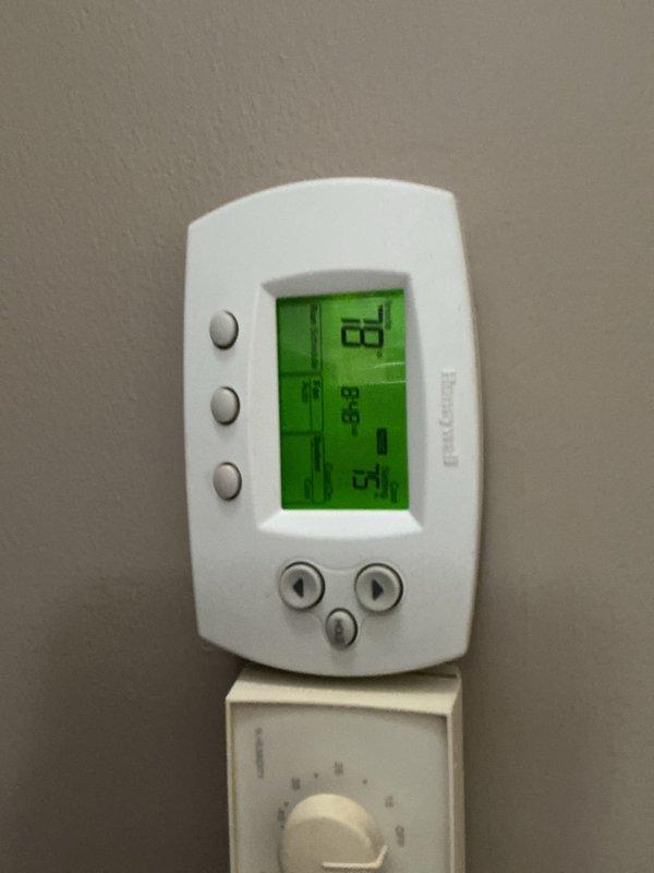 Completed annual Comfort Care maintenance on residential cooling system, performing comprehensive inspection and testing of all components to ensure optimal performance for the cooling season. Verified thermostat operation with FocusPRO programmable unit displaying proper temperature readings at 81 degrees, confirmed system cycling and control functionality. Inspected equipment and noted filter size requirements of 20x25x4 for future reference, with customer responsible for filter provision per service agreement terms.