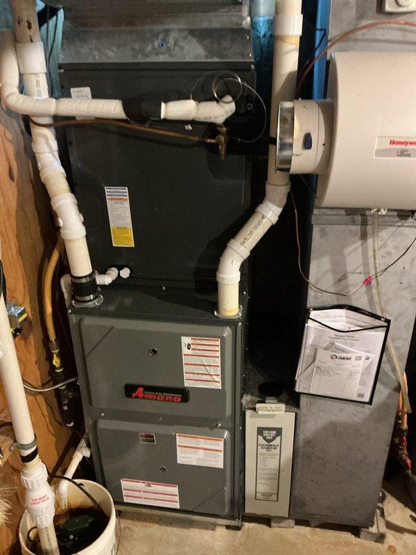 Completed annual Comfort Care maintenance on Amana cooling system, performing comprehensive inspection and testing of all components to ensure optimal performance for the cooling season. System evaluated and confirmed operational, with thermostat displaying proper temperature reading of 74°F. Filter size noted as 20x25x4 for future reference.