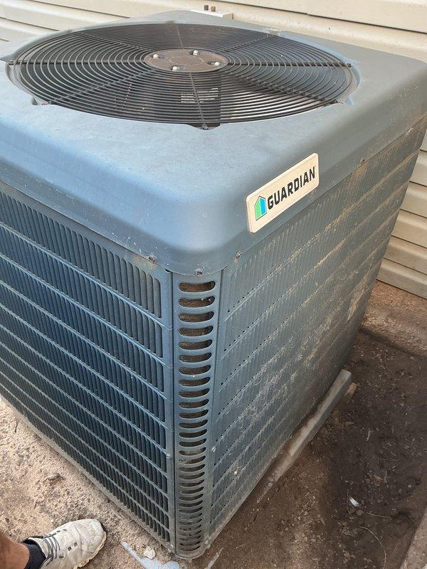 Completed basic monthly cooling maintenance visit on Guardian brand air conditioning system. Performed standard inspection of outdoor condenser unit and electrical components, noting moderate dust accumulation on internal wiring and circuit board. All equipment operational at time of service, with condenser unit showing normal wear consistent with age and outdoor exposure.
