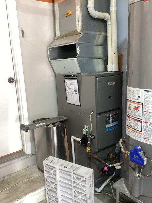 Completed basic monthly cooling maintenance visit on residential HVAC system. Performed standard inspection of Lennox furnace unit and outdoor condenser, verified proper operation of all components including ductwork connections, PVC drainage lines, and electrical disconnect. Filter replacement was not included per service agreement; noted 20x25x4 filter size for customer reference.