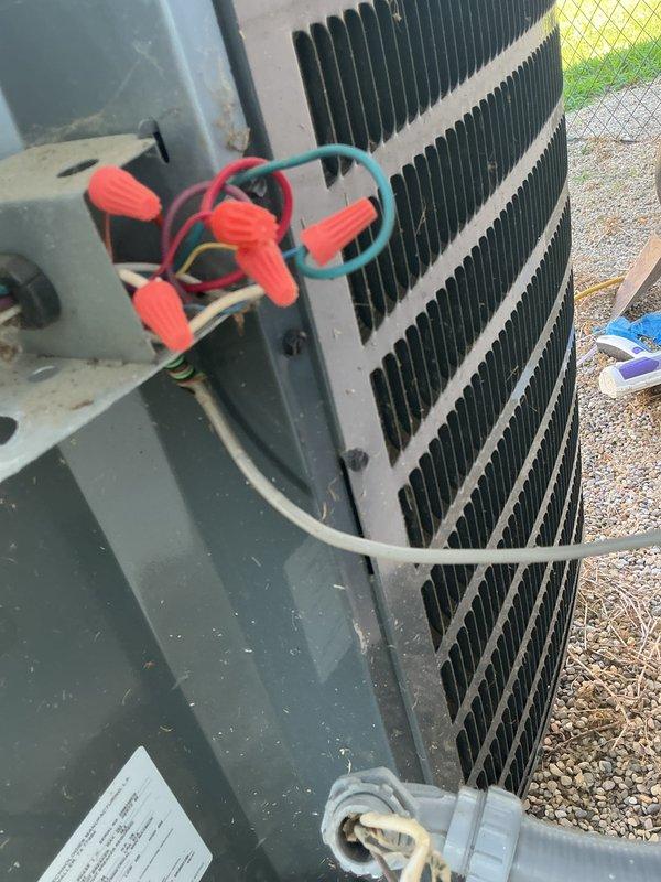 Returned to site to complete previously diagnosed repair on outdoor air conditioning unit. Installed new Schrader cores and valve assemblies on refrigerant service ports. Performed comprehensive leak test to verify system integrity, then properly charged system to manufacturer specifications using recovery equipment. Leveled outdoor condenser unit on pad to ensure proper operation and drainage.