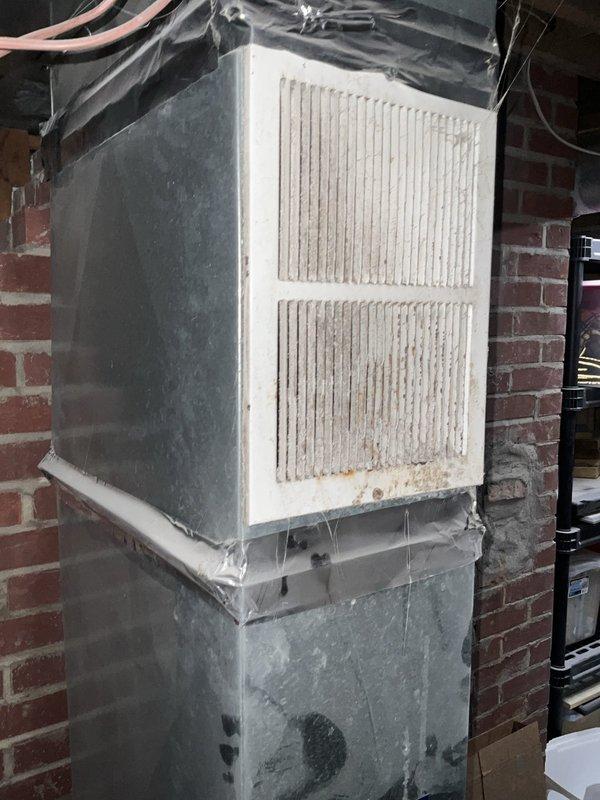 Conducted site evaluation for inadequate return air ductwork causing improper drywall drying conditions. Assessed existing HVAC air handler unit with current return air filter grille and determined insufficient return air pathways for proper system operation and building ventilation. Provided estimate for installation of additional return ductwork to resolve moisture control issues and ensure adequate air circulation throughout the renovated space.