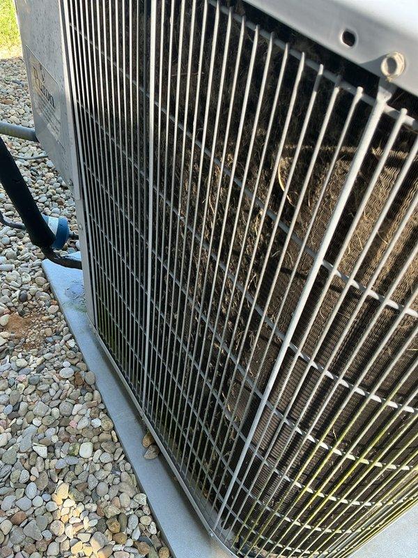 Completed comprehensive cooling maintenance on HVAC system including inspection of blower wheel assembly and outdoor condensing unit. Cleaned condenser coil which had accumulated significant organic debris and plant material on lower right section, restricting airflow through metal fins. Verified blower wheel operation and documented equipment condition with unit identification number 81555-00. Performed standard maintenance protocol per basic monthly service agreement, excluding 20x25x4 filter media which was not included in this service visit.
