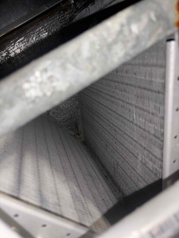 Completed annual basic cooling maintenance visit on Lennox HVAC system. Performed standard inspection of air handler unit, evaporator coil, and associated components. Evaporator coil fins were found to be in relatively clean condition with normal operational appearance. Inspected furnace, water heater, ductwork, and system connections including PVC venting, gas lines, and electrical components. All equipment appeared to be functioning within normal parameters. Customer expressed interest in obtaining estimate for ductwork modifications. Filter size 20x25x4 not included with service. System operational upon completion of maintenance visit.