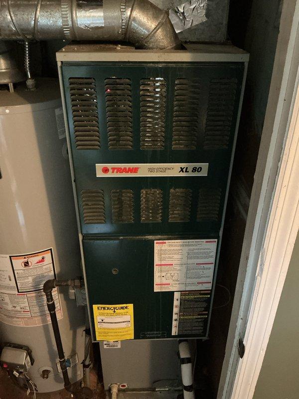 Completed monthly Comfort Care maintenance visit on Trane XL 80 high efficiency gas furnace and cooling system. Replaced 20x20x1 KOCH pleated air filter at return air grille and performed standard system inspection to ensure proper operation.