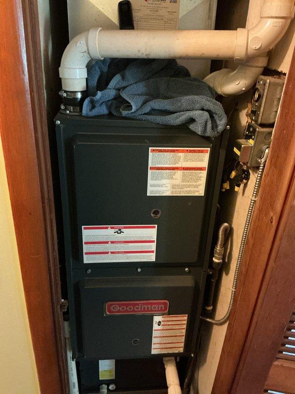 Completed monthly maintenance service on Goodman furnace system. Performed standard CCC protocol inspection, checked system operation and temperatures, and documented equipment condition. Customer requires 16x20x4 filter which was not included with this service visit.