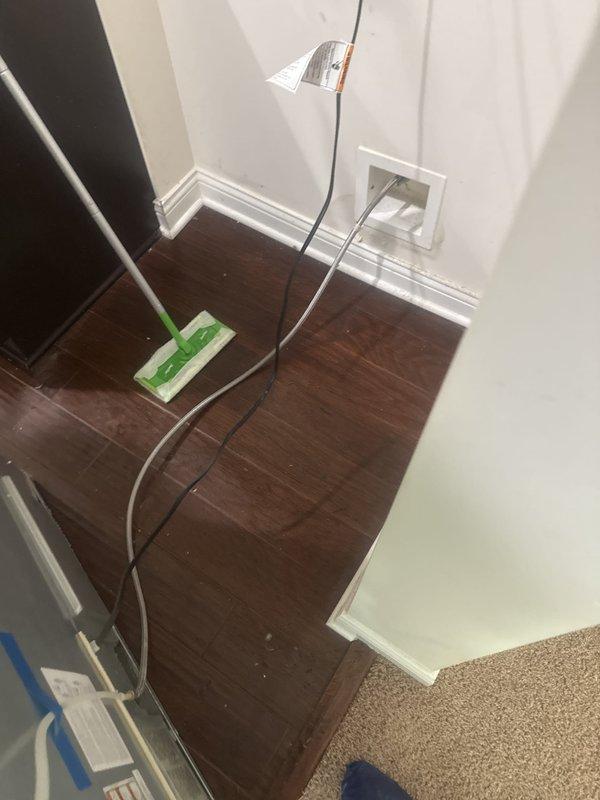 Conducted on-site assessment for plumbing piping estimate in residential property. Documented existing access panel locations, wall-mounted fixtures, and cable routing pathways to determine optimal pipe installation routes and identify potential obstacles for proposed plumbing work.