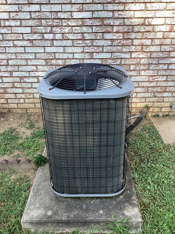 Responded to service call for 11-year-old air conditioning system with outdoor fan motor failing to start. Diagnosed faulty start capacitor preventing condenser fan from operating, though unit could be manually started with physical push. Replaced defective capacitor and verified proper electrical connections at outdoor condenser unit. Tested system operation to confirm fan motor starts properly and unit cycles normally. System restored to full cooling operation.