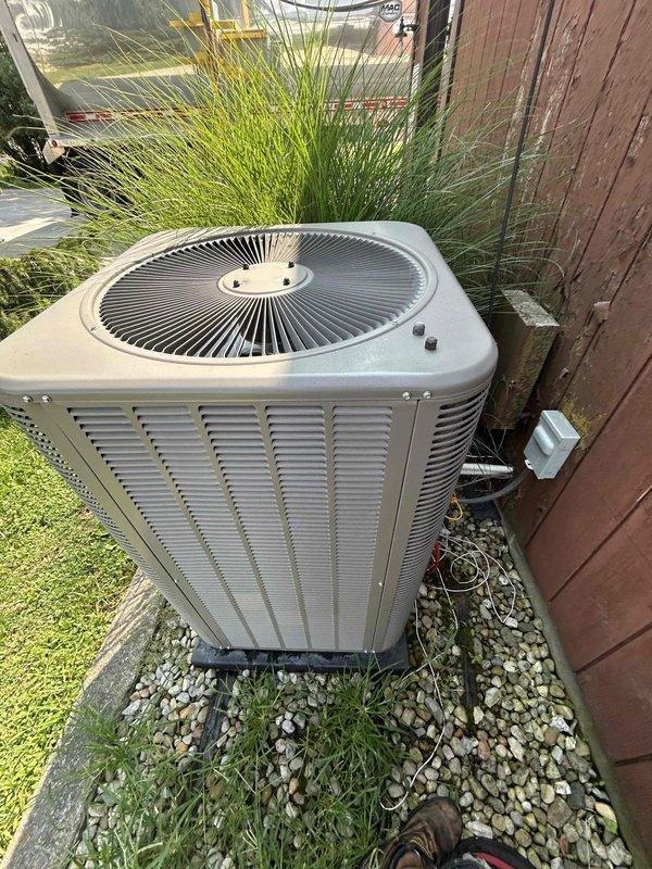 Responded to no cooling complaint and performed complete system diagnostic. Inspected outdoor condensing unit and found heavily soiled air filter restricting airflow to system. Replaced dirty filter with new pleated filter, restoring proper airflow and system operation. Unit tested and confirmed cooling properly upon departure.