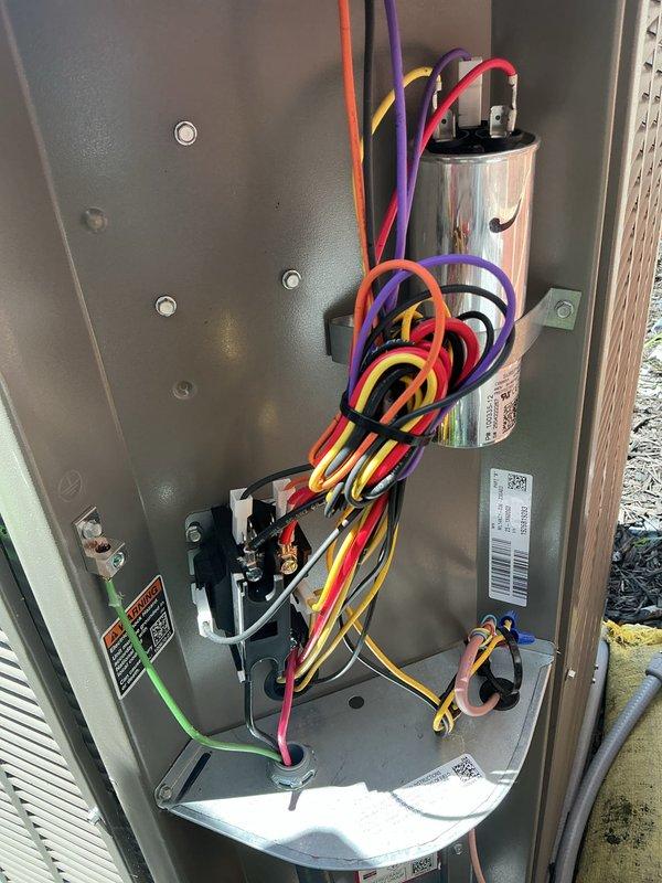 # HVAC Maintenance - Cooling System Service

Completed annual basic cooling maintenance visit on residential air conditioning system. Performed comprehensive inspection of outdoor condensing unit, accessing electrical compartment to examine capacitor, contactor, and associated wiring connections. All electrical components showed proper connections with no signs of deterioration or overheating. Capacitor tested within manufacturer specifications. Contactor examined for pitting or wear on contact points.

Inspected indoor air handler unit located in basement utility area. Verified proper operation of blower assembly and examined condensate drain system with PVC piping. Checked air filter size requirement of 16x25x1 and confirmed filter accessibility for future replacements.

Conducted visual inspection of refrigerant lines, electrical connections, and overall system integrity. No refrigerant leaks detected. All safety controls functioning properly. System operating within normal paramete