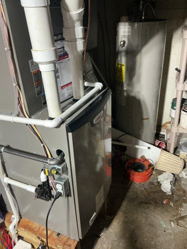 # HVAC Maintenance - Cooling System Service

Completed annual basic cooling maintenance visit on residential air conditioning system. Performed comprehensive inspection of outdoor condensing unit, accessing electrical compartment to examine capacitor, contactor, and associated wiring connections. All electrical components showed proper connections with no signs of deterioration or overheating. Capacitor tested within manufacturer specifications. Contactor examined for pitting or wear on contact points.

Inspected indoor air handler unit located in basement utility area. Verified proper operation of blower assembly and examined condensate drain system with PVC piping. Checked air filter size requirement of 16x25x1 and confirmed filter accessibility for future replacements.

Conducted visual inspection of refrigerant lines, electrical connections, and overall system integrity. No refrigerant leaks detected. All safety controls functioning properly. System operating within normal paramete