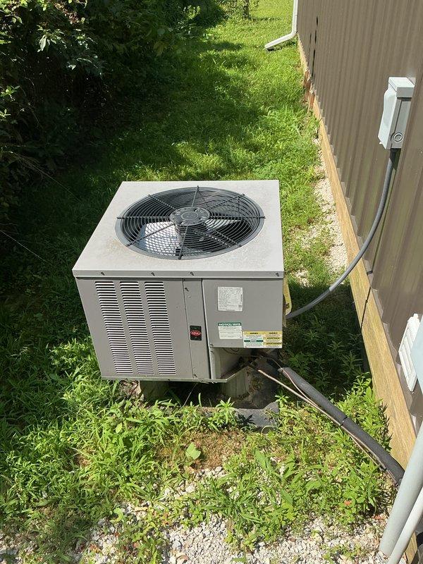 Completed basic monthly cooling maintenance visit on residential HVAC system. Performed standard inspection of outdoor condensing unit and indoor air handler, verified operational status of all components, and documented equipment condition through photographic records. Filter size remains to be determined for future service visits.