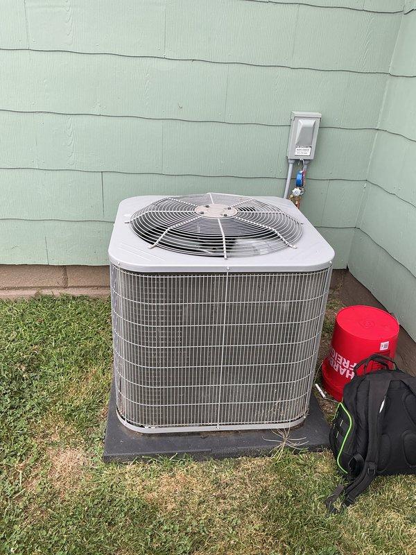 Completed annual cooling maintenance visit on residential split system air conditioning unit. Performed comprehensive inspection of outdoor condenser unit, verified proper operation of compressor and condenser fan motor, and utilized manifold gauge set to check refrigerant pressures and ensure system charge is within manufacturer specifications. All components operating normally with no deficiencies noted at time of service.