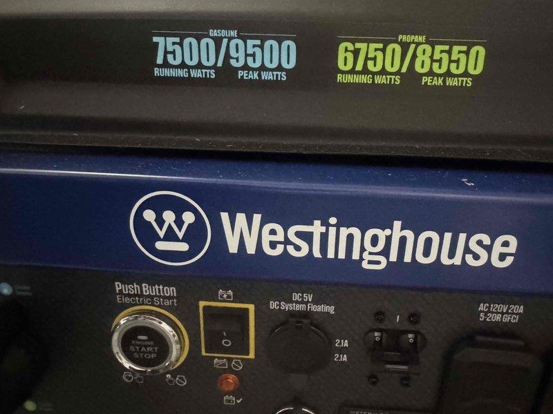Installed transfer switch on Westinghouse dual-fuel portable generator (9500W gasoline/8550W propane peak capacity) to enable automatic power transfer during outages. Integrated soft start kit on heat pump system to reduce inrush current and allow operation from generator power without overloading circuits. Verified all connections at main electrical panel, tested transfer switch operation, and confirmed heat pump soft start functionality under generator power supply.