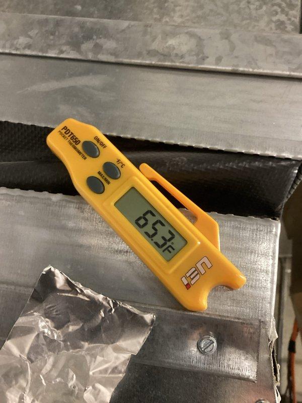 Responded to no airflow complaint following recent filter change. Performed system diagnostics and safety checks using calibrated test equipment. Measured supply air temperature at 65.2°F and conducted combustible gas detection scan with results showing safe levels. System restored to proper operation with airflow confirmed at all registers.