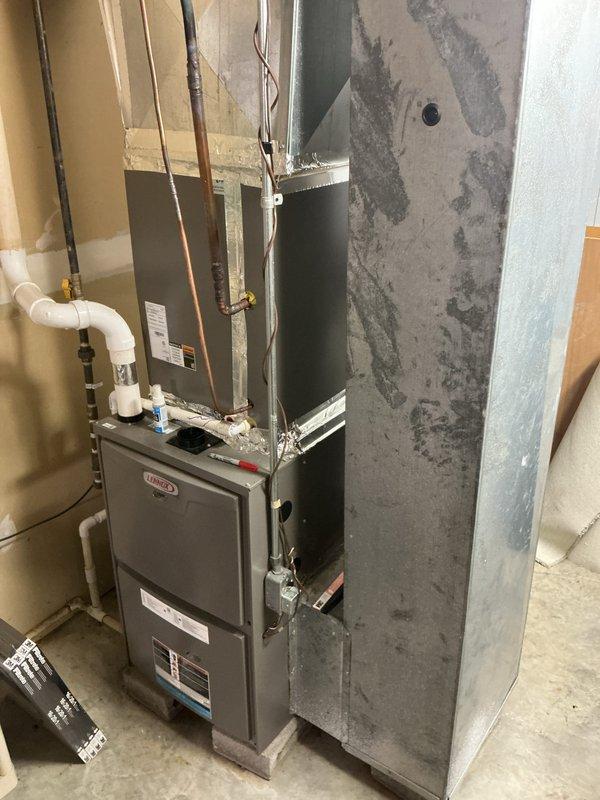 Completed comprehensive cooling maintenance on residential Lennox HVAC system. Performed standard monthly preventive maintenance procedures including inspection of indoor furnace/air handler unit and outdoor condenser unit, checked refrigerant lines and connections, verified proper operation of all components, and replaced 16x20x1 air filter. System operating within normal parameters with no issues identified.