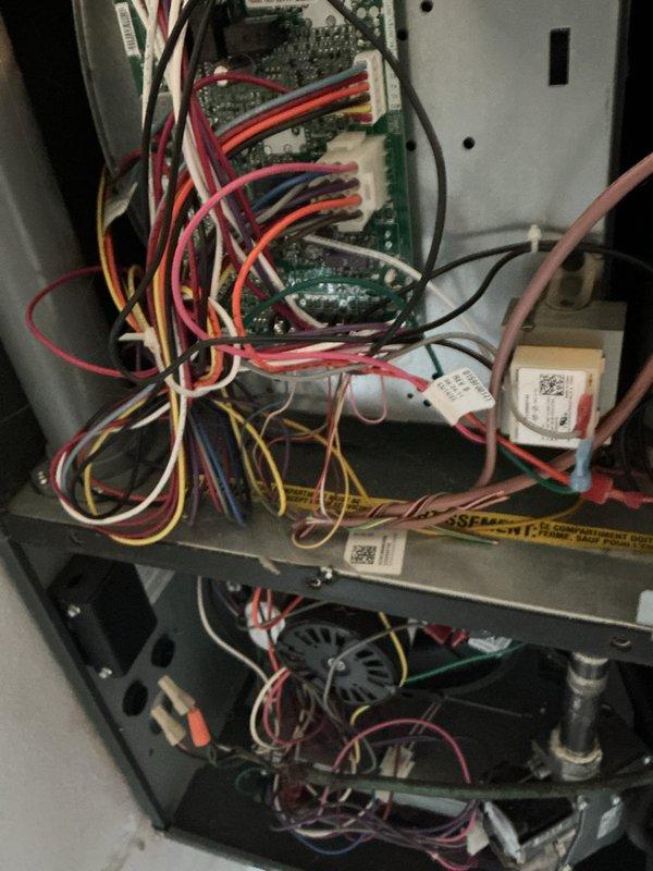 Completed annual basic cooling maintenance visit on HVAC system. Performed diagnostic testing using digital temperature probe to verify system operating temperatures and refrigerant performance. Inspected air handler cabinet interior, examining control board connections, wiring harnesses, and electrical components for proper operation and secure connections. Verified all safety devices, relays, and electronic modules functioning correctly. Checked condensate drain system and blower assembly for proper operation. System found operating within normal parameters. Customer requires 20x20x4 filter for future maintenance. Documented equipment condition with photos for service records.