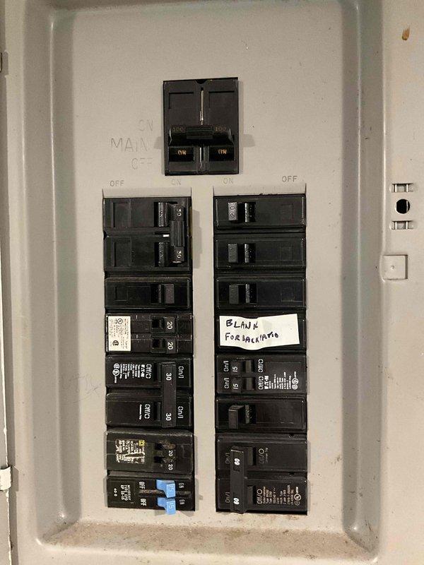 Completed electrical estimate for upgrading existing 100-amp main service panel to 200-amp capacity. Assessed current panel configuration with main breaker and multiple branch circuits, evaluated exterior meter location and service entrance conduit on brick exterior wall, and documented existing electrical infrastructure to provide accurate scope of work for panel upgrade and increased electrical service capacity.