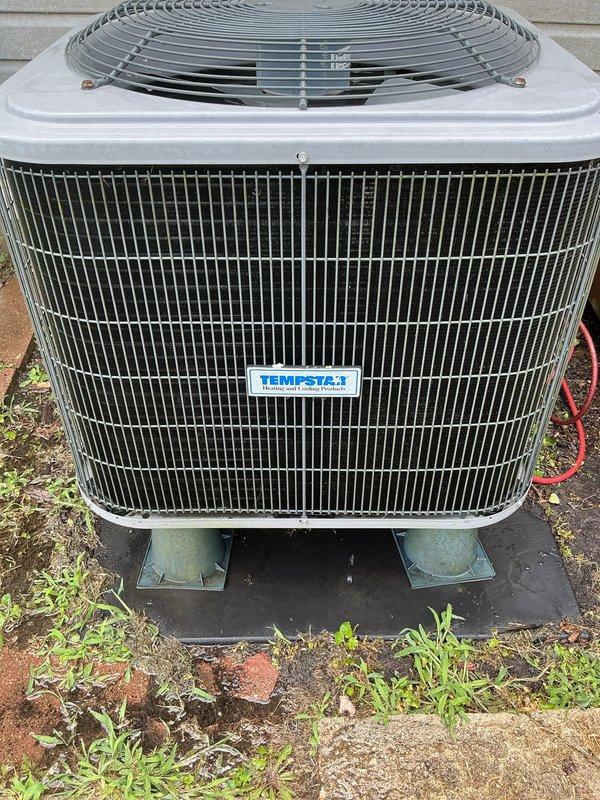Completed monthly preventive maintenance on residential cooling system. Performed comprehensive inspection of Tempstar outdoor condenser unit and indoor air handler, verified proper operation of all components, and replaced 16x20x1 air filter. System operating within normal parameters with no deficiencies noted.
