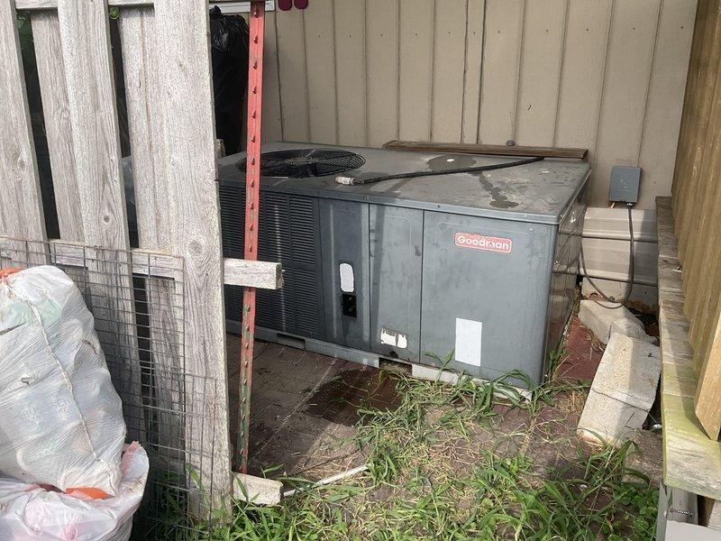 Responded to cooling system estimate for aging Goodman package unit experiencing critically low R-22 refrigerant levels. Added refrigerant charge to restore immediate cooling functionality and provide temporary relief. Recommended complete heat pump replacement to improve energy efficiency and reduce utility costs, as continued R-22 service is increasingly cost-prohibitive due to refrigerant phase-out and system age.
