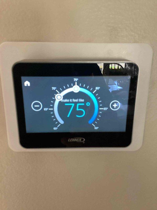 Completed comprehensive cooling maintenance on Lennox HVAC system under CCC Basic service agreement. Performed standard inspection and maintenance procedures on indoor air handler unit, verified thermostat operation and temperature calibration at 75°, and confirmed proper system functionality. Customer advised that 16x25x4 air filters are not included in service agreement and must be provided separately.