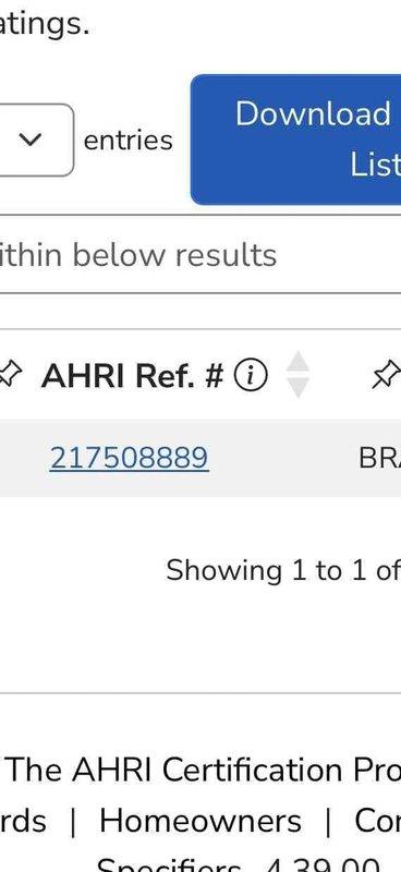 Installed a 50-gallon heat pump water heater in basement utility room, connecting all copper supply and discharge piping to existing plumbing infrastructure. Verified unit registration with AHRI certification database (reference #217508889) and confirmed proper operation of digital control panel and energy-saving heat pump system.