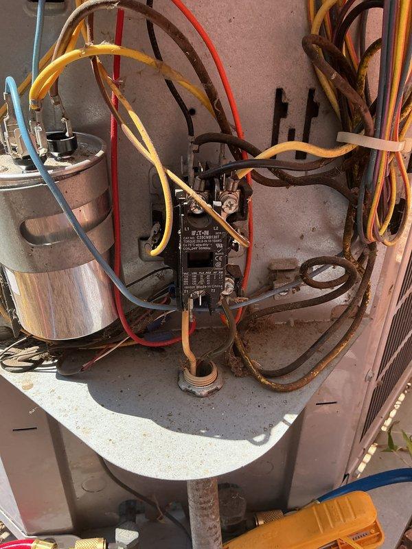 Completed monthly maintenance service on air conditioning system including comprehensive inspection of electrical and mechanical components. Performed visual assessment of control board, capacitor, contactor, and wiring connections; verified proper operation of all components. Unit access panels removed for thorough inspection, interior cleaning performed to remove accumulated debris and organic matter from cabinet base. Electrical testing conducted using digital multimeter to verify proper voltage and system performance. All components found operational, system returned to normal service. Customer advised that 16x25x4 filter is not included in basic monthly maintenance package and should be replaced separately.