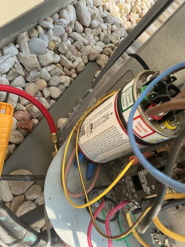 # HVAC Maintenance - Cooling System Service

Completed basic monthly cooling maintenance visit on residential HVAC system. Performed standard inspection of thermostat operation, verifying Carrier programmable thermostat displayed proper settings and temperature control functionality at 70°F cooling setpoint. Conducted electrical diagnostics on outdoor condensing unit, testing capacitor voltage and amperage readings with digital multimeter to ensure proper electrical component operation. All system components operating within normal parameters. Filter replacement not included per service agreement specifications (16x25x4).
