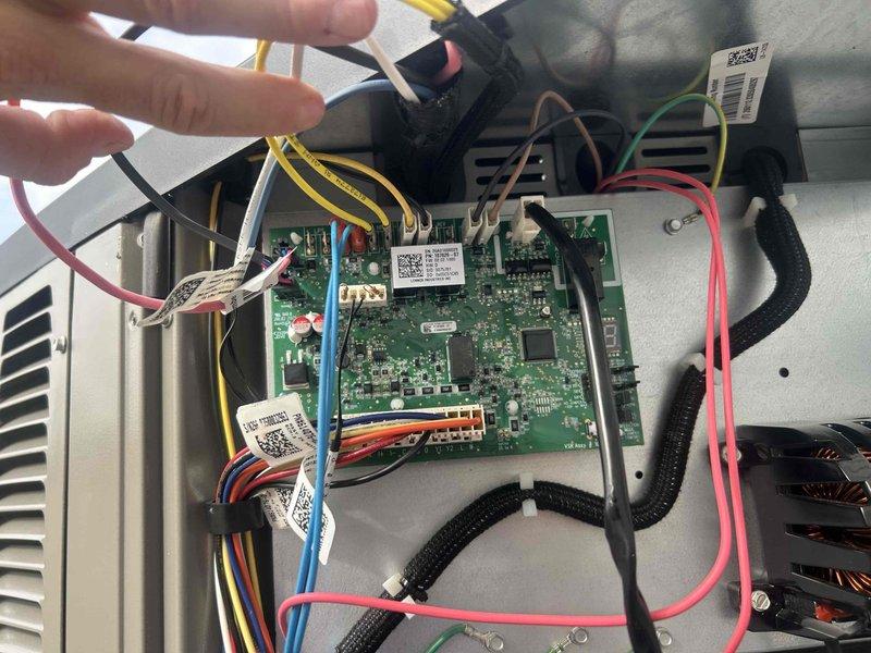 Replaced defective indoor and outdoor control boards on HVAC system. Disconnected and removed failed circuit boards, installed new replacement PCBs, reconnected all wiring harnesses including power, control, and communication wires to proper terminals, and verified all connections were secure. System tested and operational upon completion.