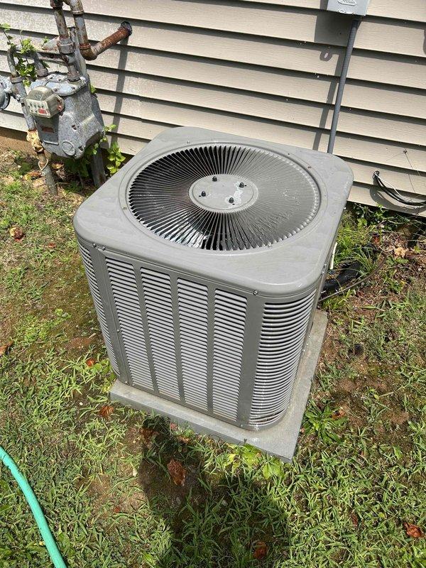 Completed seasonal cooling maintenance on an 11-year-old air conditioning system, including full system inspection, performance testing, and installation of a Honeywell T5 smart thermostat. Inspected outdoor condenser unit and indoor blower assembly, noting dust accumulation on blower wheel fins consistent with normal operation. All components tested and operating within specifications; system ready for cooling season.