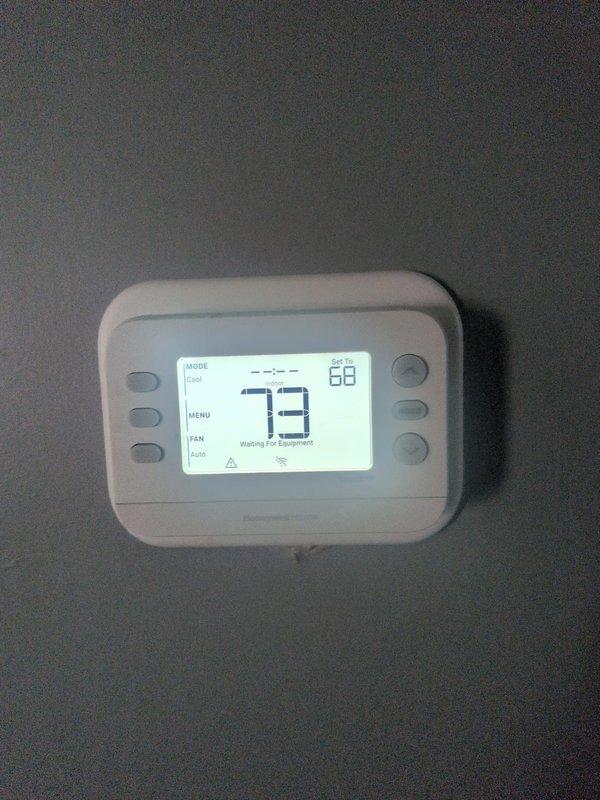 Completed annual cooling maintenance visit on system. Performed standard inspection and service procedures per maintenance agreement. Installed new 16x20x1 air filter to ensure proper airflow and system efficiency. System operational and thermostat displaying normal cooling mode status at time of departure.