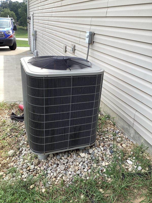 Completed comprehensive cooling maintenance on residential split system air conditioning unit. Performed standard CCC protocol including inspection of outdoor condenser unit, verification of thermostat operation showing system actively cooling at 71 degrees, and assessment of all accessible components. Condenser unit exterior inspected and found in good operating condition with proper clearances maintained around equipment. Customer advised that 20x20x4 filter replacement is not included in basic monthly maintenance service.