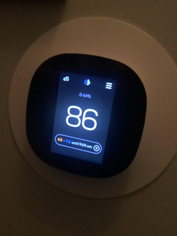 Responded to emergency no-cooling call and performed system diagnostics. Identified restricted airflow due to dirty air filters as the primary cause of inadequate cooling performance. Replaced two filters (16x25x1 and 16x16x5) with new units, restoring proper airflow to the system. Verified thermostat operation and confirmed system was cycling properly with current temperature reading of 86°F and setpoint range of 68-70°F. System returned to normal cooling operation upon completion of filter replacement.