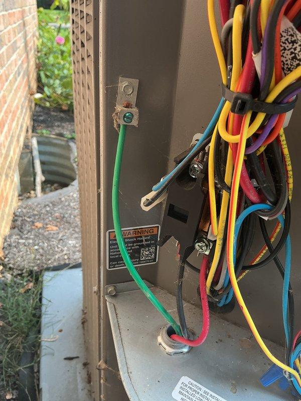 Completed basic monthly cooling maintenance visit on outdoor HVAC unit. Performed standard system inspection, verified electrical connections and capacitor operation, confirmed proper wire management and grounding, and documented equipment condition with interior panel photographs. All components found to be in functional operating condition with no immediate service needs identified.
