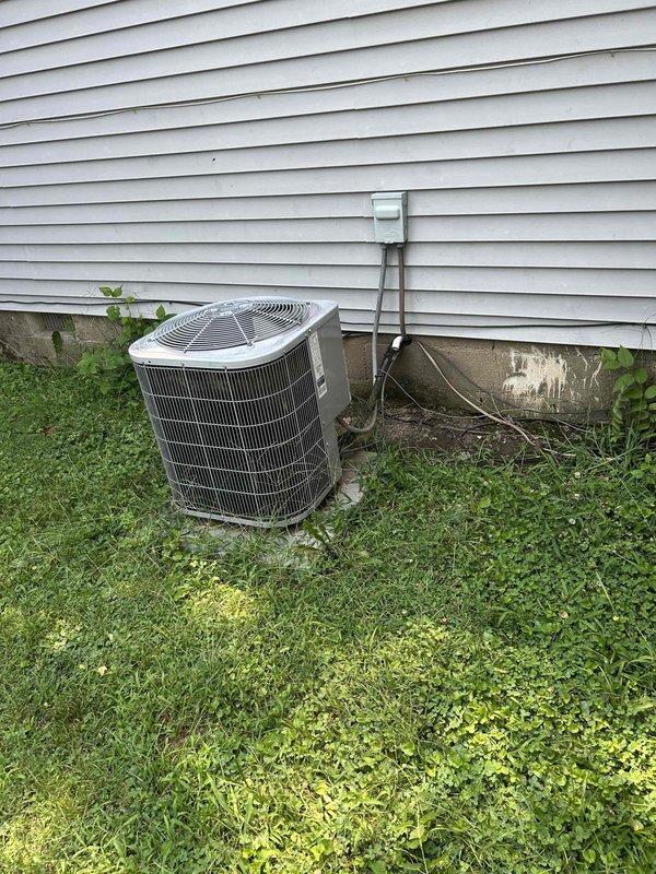 Responded to no-cooling call following recent maintenance visit. Inspected residential split system outdoor condenser unit and verified proper electrical connections at disconnect box. System restored to normal operation with cooling confirmed at time of departure.